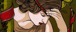 Eine Illustration, kein Comic: Ein Bild von Kat Menschik zur Nibelungensage.