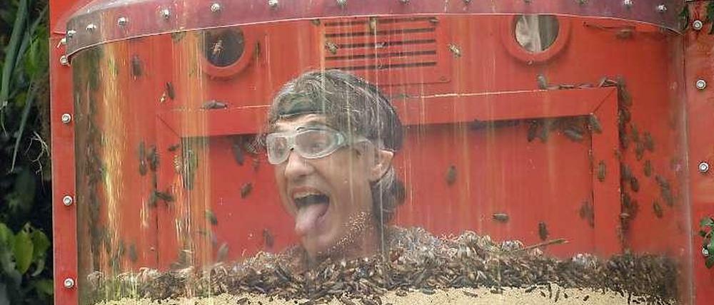 Winfried Glatzeder beim Insektenbad.