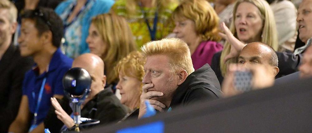 Boris Becker auf der Tribüne.