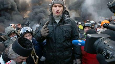 Mitten im Kampf: Vitali Klitschko. 