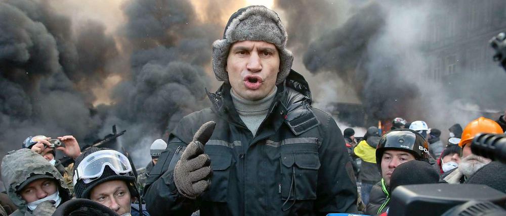 Mitten im Kampf: Vitali Klitschko. 