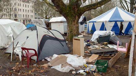 Das Flüchtlingscamp am Oranienplatz in Berlin-Kreuzberg.