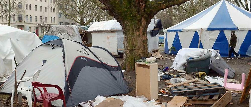 Das Flüchtlingscamp am Oranienplatz in Berlin-Kreuzberg.