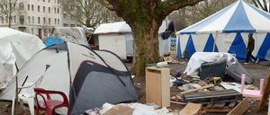 Das Flüchtlingscamp am Oranienplatz in Berlin-Kreuzberg.
