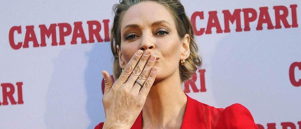 Lady in Red geht auf den Teppich: Uma Thurman