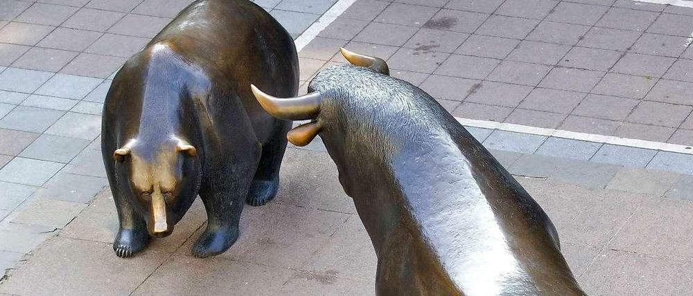 Bulle und Bär in Frankfurt.