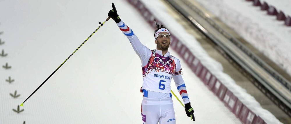Auf dem Weg zum Sieg. Martin Fourcade behielt am Schießstand die Nerven.