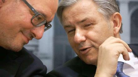 Gegner? Der Regierende Bürgermeister Klaus Wowereit und SPD-Landeschef Jan Stöß. 