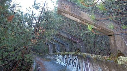 Die olympische Bobbahn von 1984 auf dem Trebevic-Berg in der Nähe von Sarajevo.