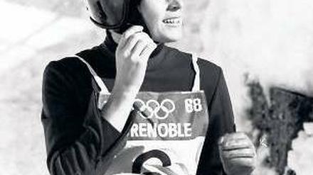 Im Ziel. Bei den Spielen 1968 rodelte Ute Gähler für die Bundesrepublik. 