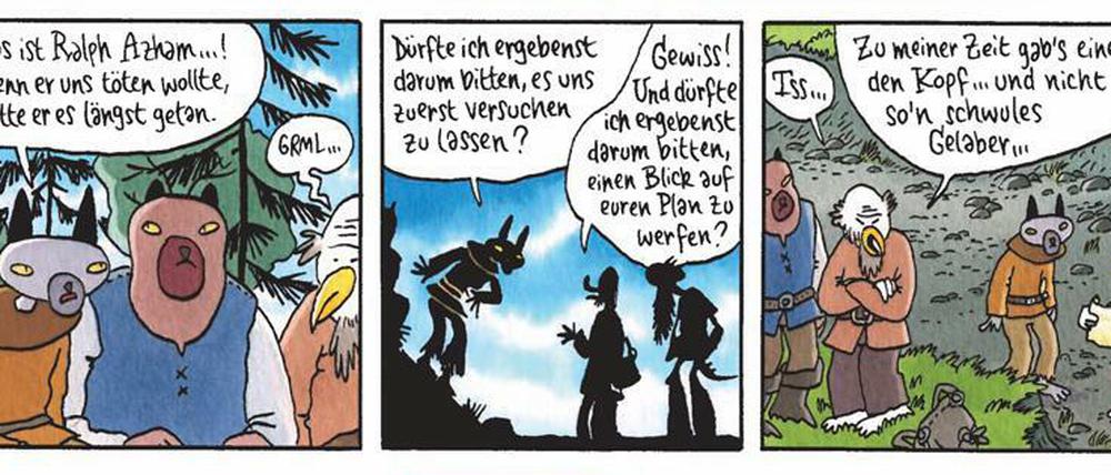 Fantasy-Hommage und Parodie: Eine Seite aus dem dritten Band der Reihe.