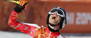 Zweite Medaille in Sotschi: Maria Höfl-Riesch fuhr im Super-G zu Silber.
