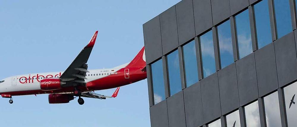 Die Vogel-Aufkleber auf den Fenstern sollen die Tiere davon abhalten, gegen die Fenster zu fliegen. In Pankow fliegen aber auch große Vögel aus Metall nah an den Fensterfronten mancher Bürogebäude vorbei.