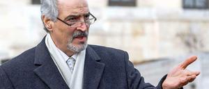 Der ständige Repräsentant Syriens, Bashar al-Jaafari, bei der UN auf der Pressekonferenz in Genf am Samstag.