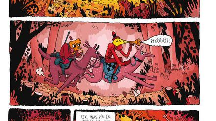 Grandioser Lesespaß: Eine Seite aus Thomas Wellmanns „Pimo &amp; Rex“.