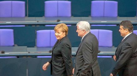 Die Parteichefs der großen Koalition.