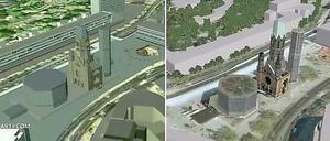 Anhand von Bildern aus Terravision (1996) und Google Earth (aktuell) will Art+Com den gemeinsamen Ursprung beider Programme belegen.