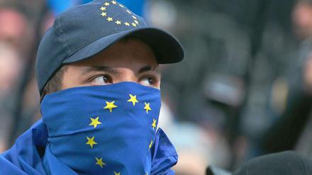 Ukrainischer Pro-EU Demonstrant.