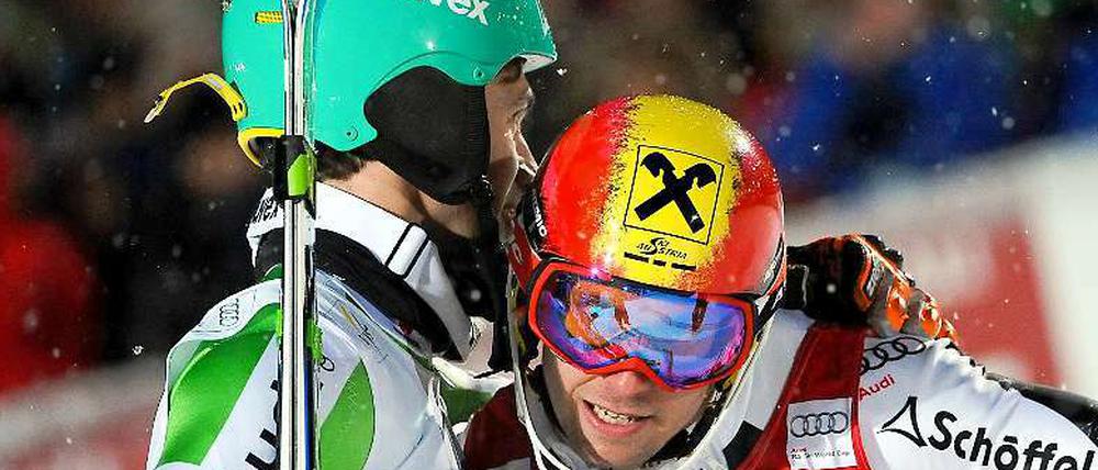 Felix Neureuther und Marcel Hirscher (r.) kommen gut miteinander aus.