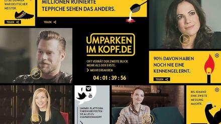 Die "Umparken im Kopf" Kampagnenhomepage. Fraglich ist, wer die Aktion in Auftrag gegeben hat. 