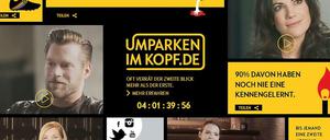 Die "Umparken im Kopf" Kampagnenhomepage. Fraglich ist, wer die Aktion in Auftrag gegeben hat.