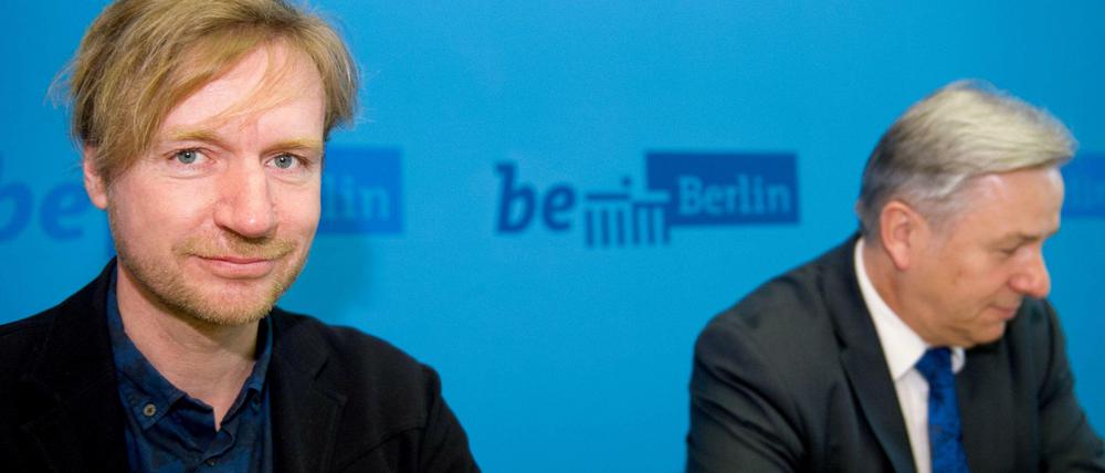 Berlins künftiger Kulturstaatssekretär Tim Renner (links) und der Regierende Bürgermeister Klaus Wowereit.