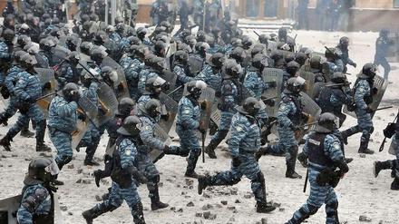 Angehörige der Sondereinheit Berkut am 22. Januar im Stadtzentrum von Kiew