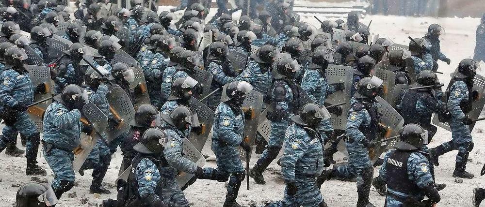Angehörige der Sondereinheit Berkut am 22. Januar im Stadtzentrum von Kiew