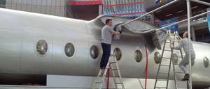 Einsteigen bitte! In der Fokker 27 von 1967 fanden 46 Passagiere Platz.