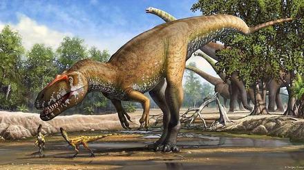 Skizze des bereits bekannten amerikanischen Bruders: Torvosaurus tanneri
