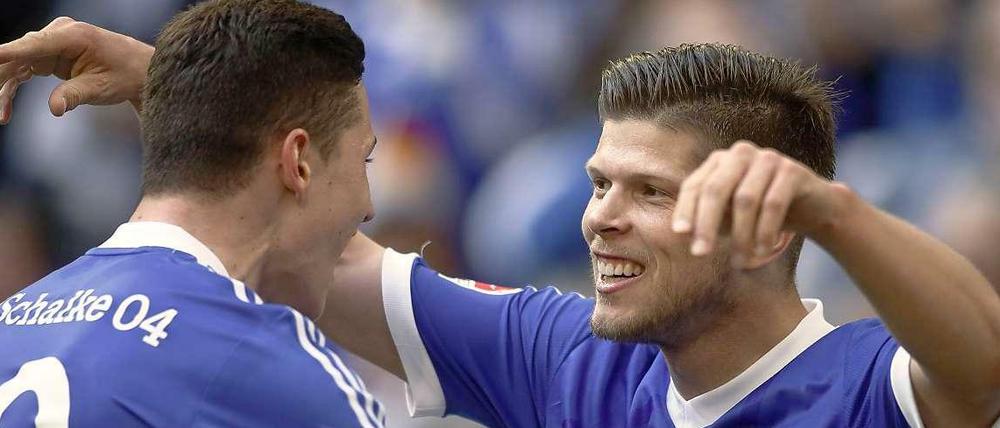Wieder alles im Lot? Huntelaar und Draxler jubeln über den Erfolg gegen Hoffenheim.