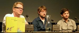 Im Dissens über das Comicmanifest : Flix, Tim Dinter und Manuele Fior (von links) beim Internationalen Literaturfestival Berlin im September 2013.