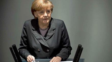 Bundeskanzlerin Angela Merkel (CDU) bei der Regierungserklärung.