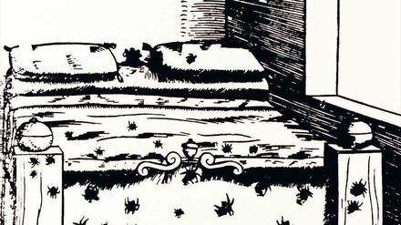Gute Nacht. So groß wie in dieser Illustration aus dem 16. Jahrhundert sind Bettwanzen nicht. Tatsächlich sind die Tiere nur einige Millimeter groß. Großes Unbehagen lösen sie aber dennoch aus. 