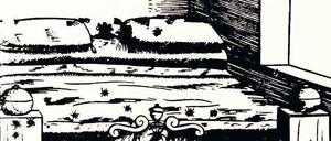 Gute Nacht. So groß wie in dieser Illustration aus dem 16. Jahrhundert sind Bettwanzen nicht. Tatsächlich sind die Tiere nur einige Millimeter groß. Großes Unbehagen lösen sie aber dennoch aus. 