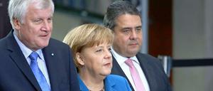 Die drei Parteichefs Seehofer, Merkel und Gabriel