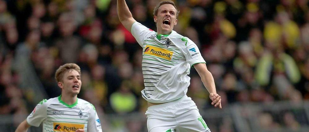 Matchwinner: Gladbachs Max Kruse bejubelt seinen Treffer zum 2:0 in Dortmund.