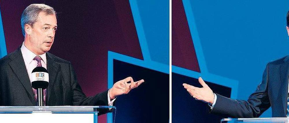 Sieger im TV-Duell. Aus einem Schlagabtausch im britischen Fernsehen ging der Chef der Anti-Europa-Partei Ukip, Nigel Farage, als Sieger hervor.