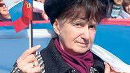Für Russland demonstriert diese Frau im ukrainischen Odessa.