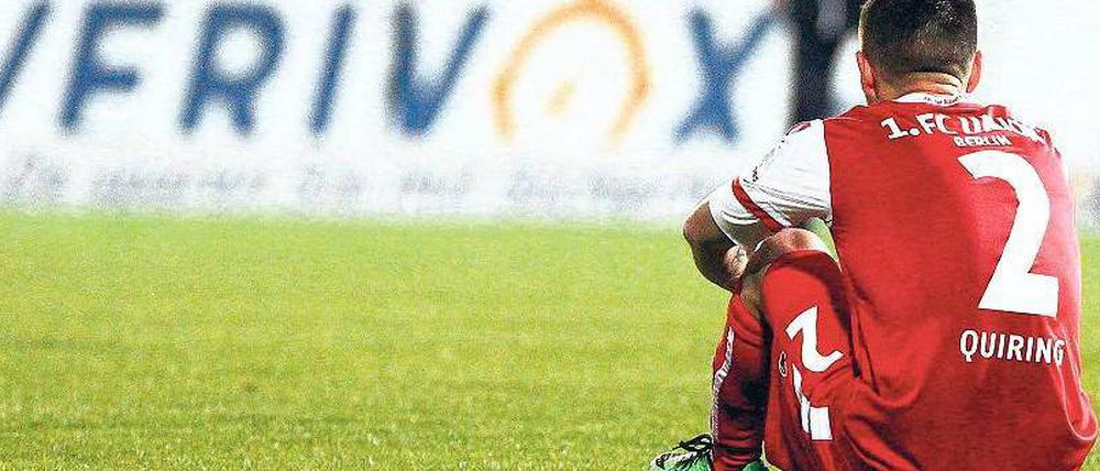 Verloren in Sandhausen. Christopher Quiring und der 1. FC Union haben wohl ein weiteres Jahr Zweite Liga vor sich. 