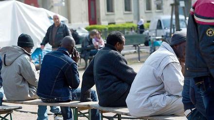 Flüchtlinge am Oranienplatz in Berlin-Kreuzberg