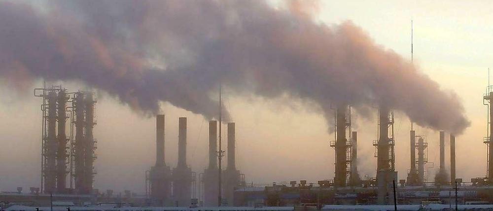 Eine russische Öl- und Gasförderanlage in Nowy Urengoi.