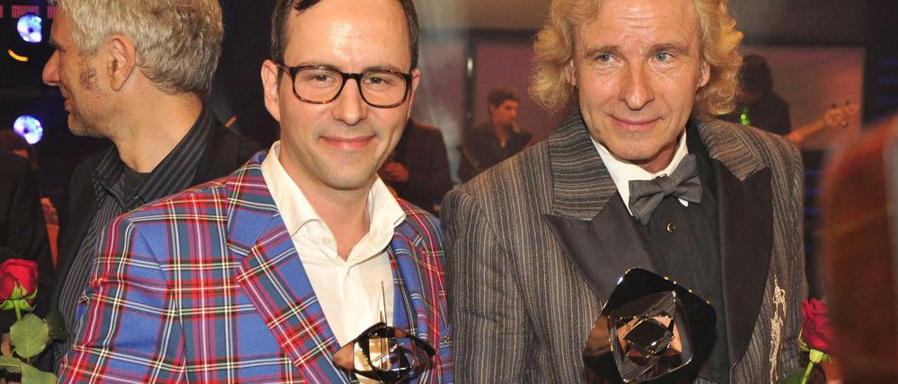 Für sein Lebenswerk ist Thomas Gottschalk (r.) 2011 mit dem Grimme-Preis geehrt worden. Auch Komiker Kurt Krömer gewann eine der begehrten Auszeichnungen. 