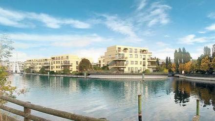 Am Tegeler Hafen baut die GBI sieben Stadtvillen mit Eigentumswohnungen.