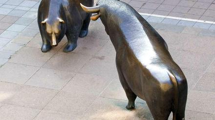 Bulle und Bär in Frankfurt.