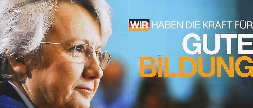 Die ehemalige Bundesbildungsministerin Annette Schavan auf einem Wahlplakat im Jahr 2009.