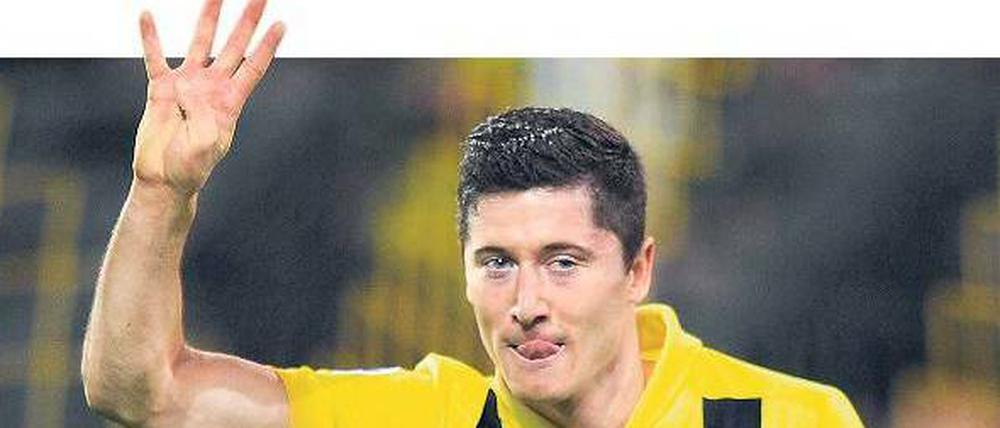 Vier – die magische Zahl. Vor knapp einem Jahr erzielte Robert Lewandowski schon einmal vier Tore gegen Real Madrid.