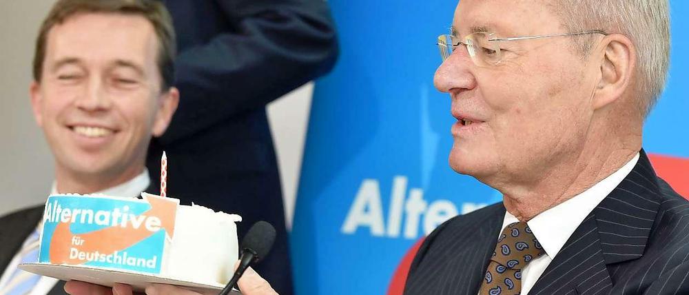 AfD-Chef Bernd Lucke und Hans-Olaf Henkel, der auf Platz zwei der Europaliste kandidiert.
