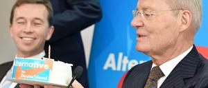 AfD-Chef Bernd Lucke und Hans-Olaf Henkel, der auf Platz zwei der Europaliste kandidiert.