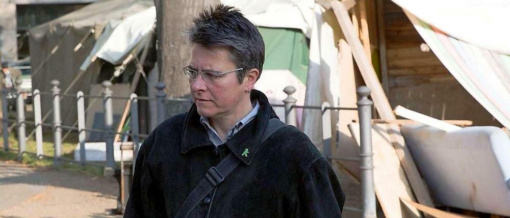Monika Herrmann am Dienstag auf dem Oranienplatz.